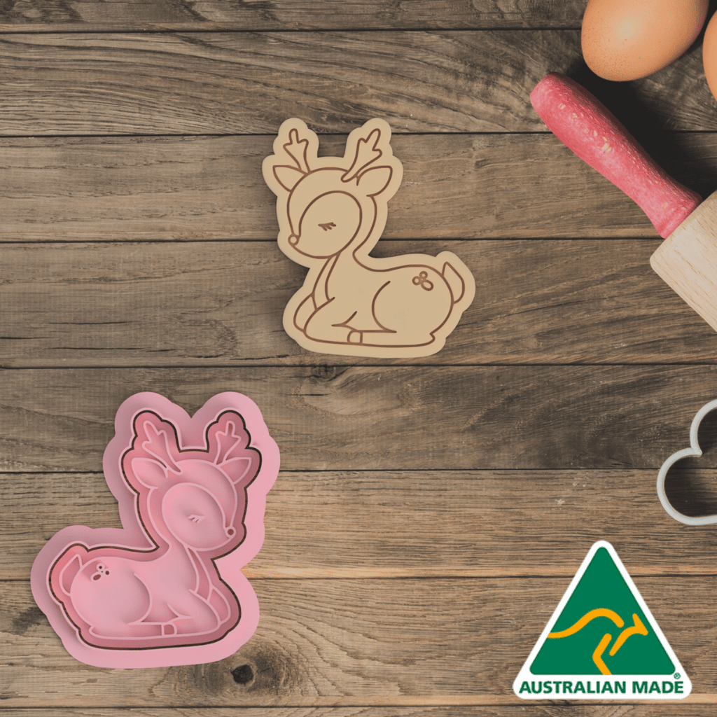 Australian Cookie Cutters Cookie Cutters Baby Reindeer Cookie Cutter and Embosser Stamp
