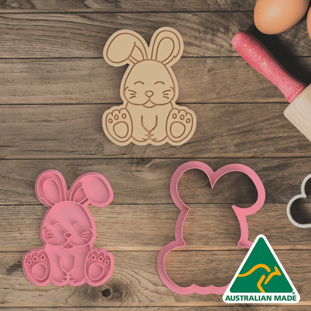 Australian Cookie Cutters Cookie Cutters Bunny V2 Cookie Cutter and Embosser Stamp