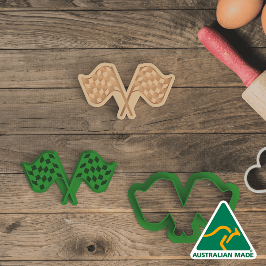 Australian Cookie Cutters Cookie Cutters Checkered Flags Cookie Cutter and Embosser Stamp