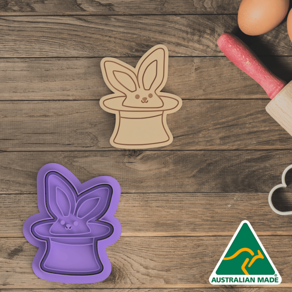 Australian Cookie Cutters Cookie Cutters Circus Set - Bunny in the Hat Cookie Cutter and Embosser Stamp
