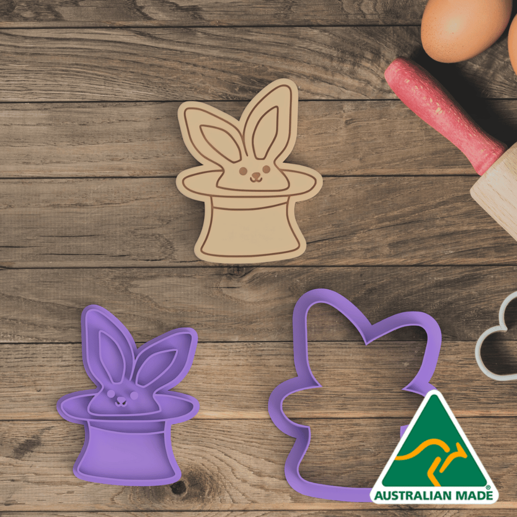 Australian Cookie Cutters Cookie Cutters Circus Set - Bunny in the Hat Cookie Cutter and Embosser Stamp