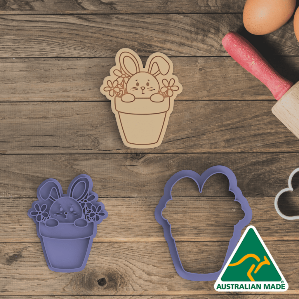 Australian Cookie Cutters Cookie Cutters Copy of Mega Easter - Bunny V14 1 Cookie Cutter And Embosser Stamp