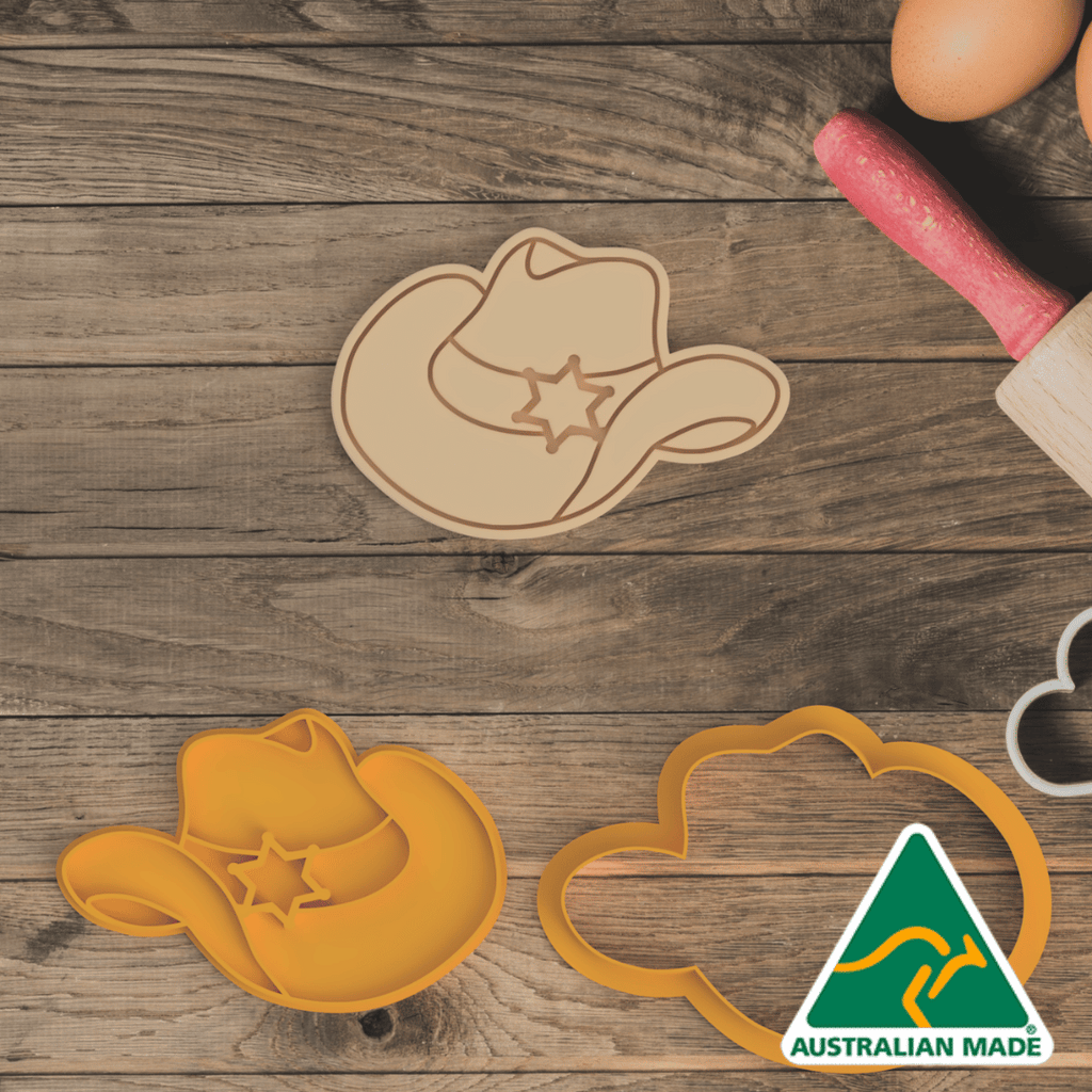 Australian Cookie Cutters Cookie Cutters Cowgirl Collection - Cowgirl Hat Cookie Cutter and Embosser Stamp