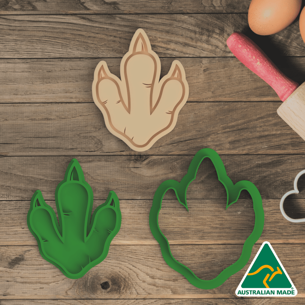 Australian Cookie Cutters Cookie Cutters Dino Footprint Cookie Cutter and Embosser Stamp