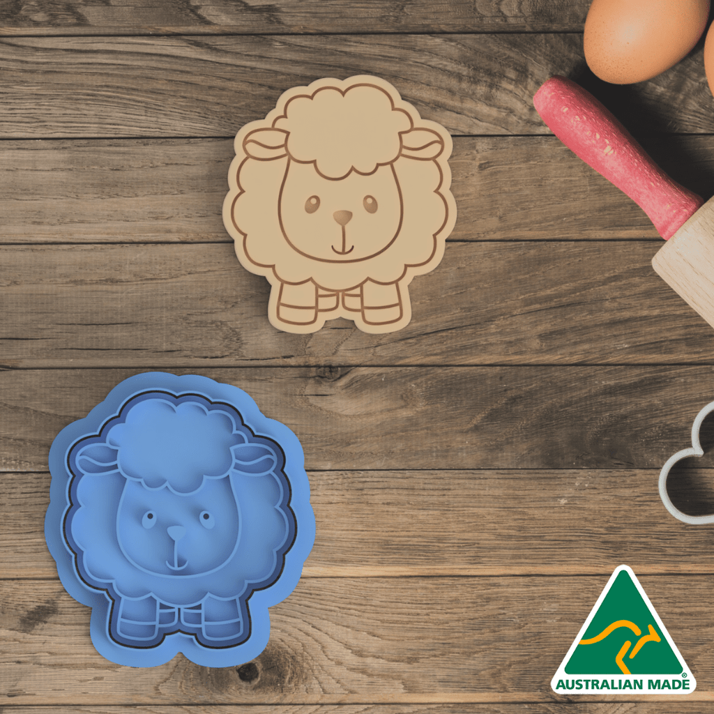 Australian Cookie Cutters Cookie Cutters Farm Collection - Sheep Cookie Cutter and Embosser Stamp