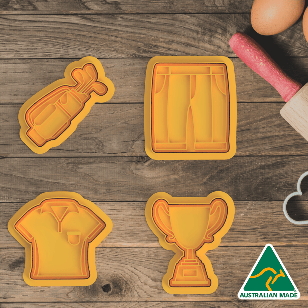 Australian Cookie Cutters Cookie Cutters Golf Set Cookie Cutter and Embosser Stamp