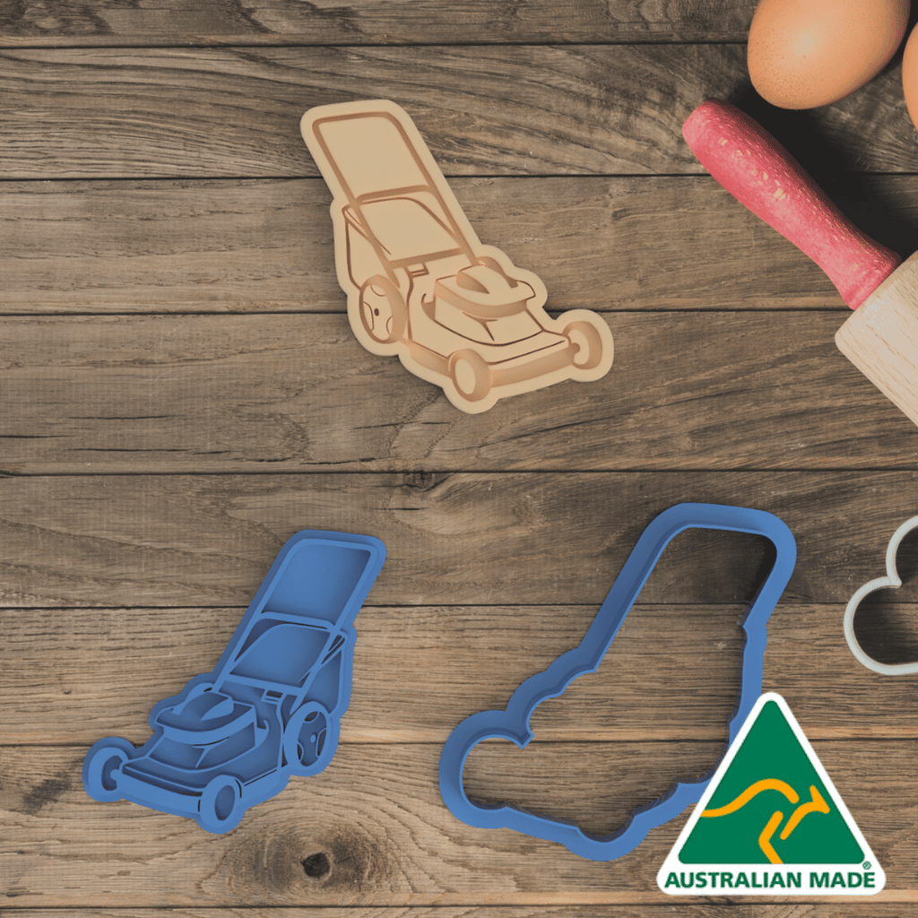 Australian Cookie Cutters Cookie Cutters Lawnmower (Grass Cutter)Cookie Cutter and Embosser Stamp