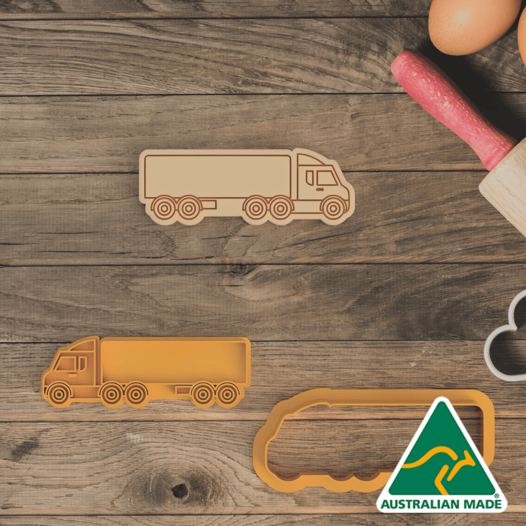 Australian Cookie Cutters Cookie Cutters Long Truck Cookie Cutter and Embosser Stamp