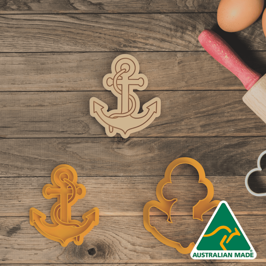 Australian Cookie Cutters Cookie Cutters Marine Collection - Anchor V1 Cookie Cutter and Embosser Stamp