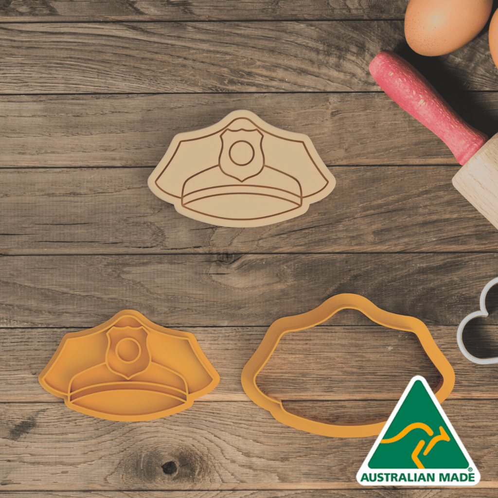 Australian Cookie Cutters Cookie Cutters Police Set - Hat Cookie Cutter and Embosser Stamp