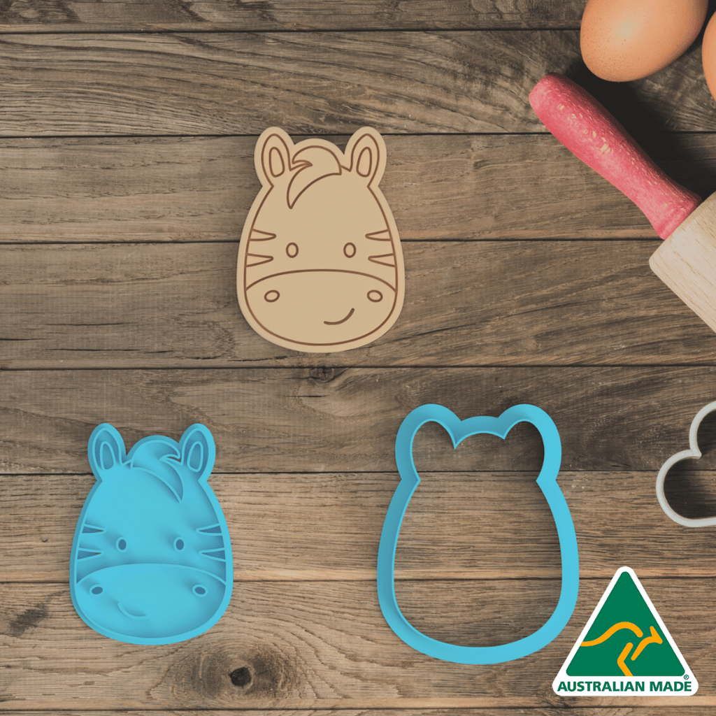 Australian Cookie Cutters Cookie Cutters Safari Animals Head Set V2 Cookie Cutter and Embosser Stamp