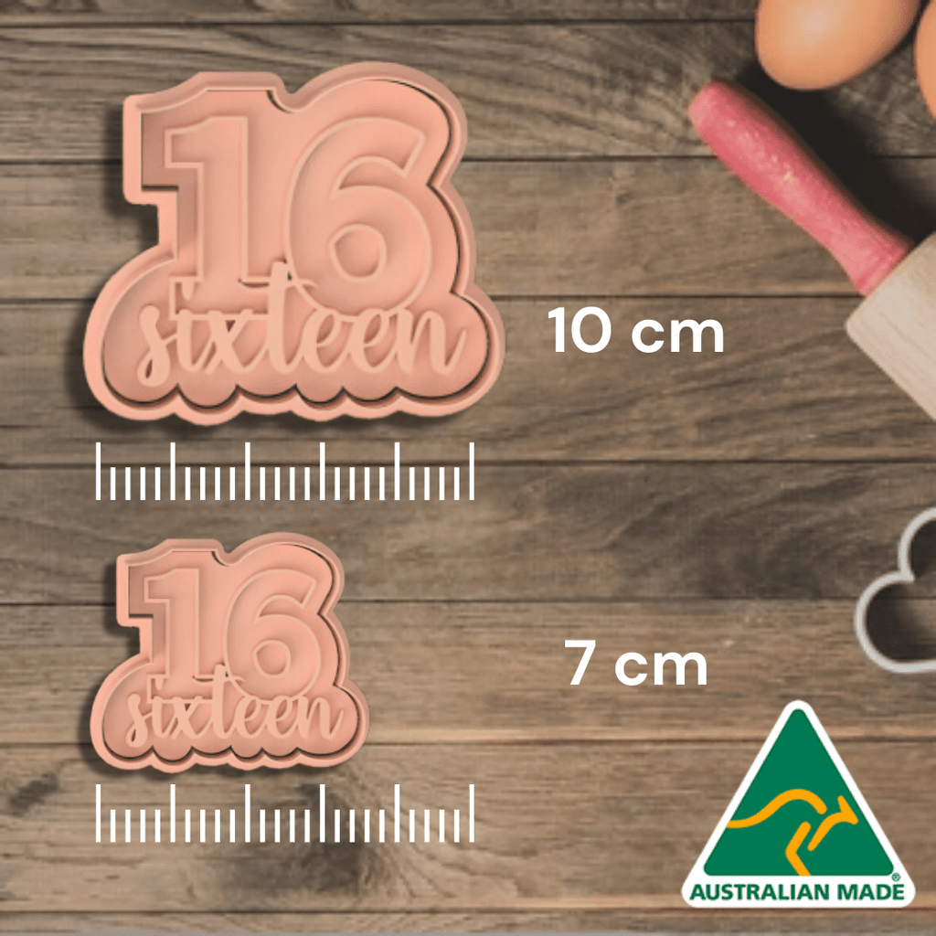 Australian Cookie Cutters Cookie Cutters Standard 16 Sixteen Cookie Cutter and Embosser Stamp