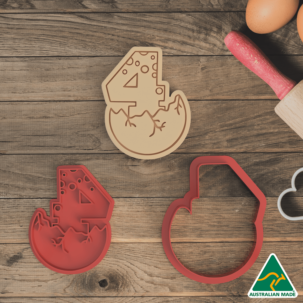 Australian Cookie Cutters Cookie Cutters 7cm / 4 Dinosaur Egg Numbers Cookie Cutters and Stamps