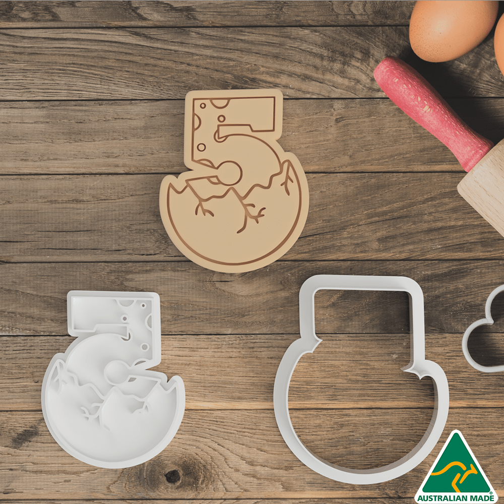 Australian Cookie Cutters Cookie Cutters 7cm / 5 Dinosaur Egg Numbers Cookie Cutters and Stamps