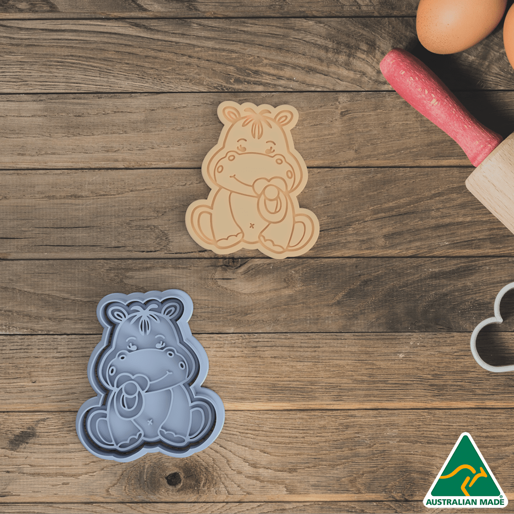 Australian Cookie Cutters Cookie Cutters Baby Hippo Cookie Cutter and Embosser Stamp