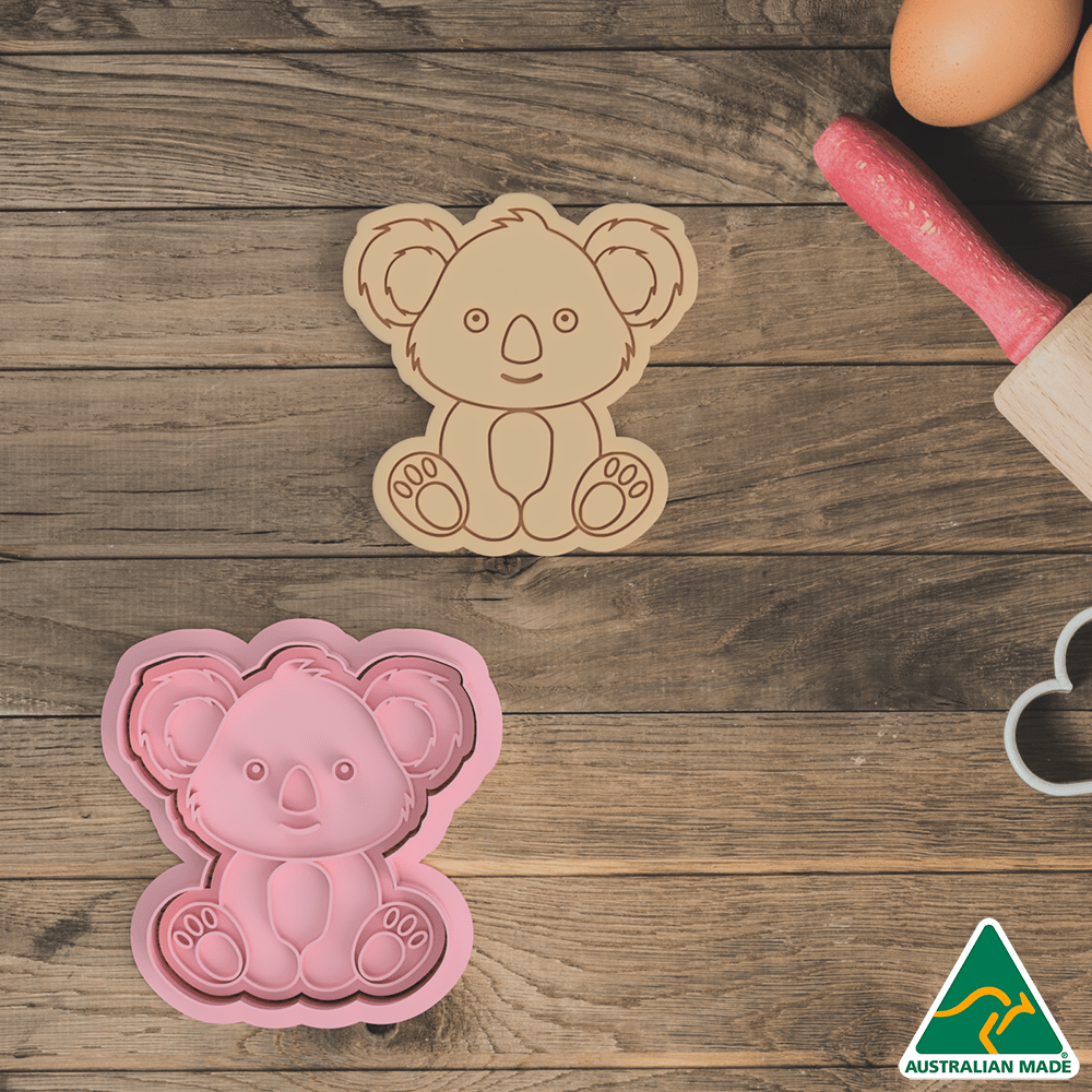 Australian Cookie Cutters Cookie Cutters Baby Koala Cookie Cutter and Embosser Stamp