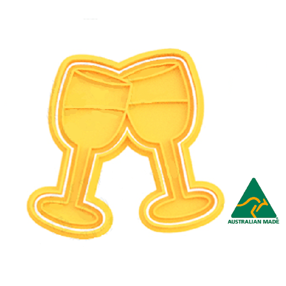 Yellow duel wine glasses cookie cutter and embosser stamp