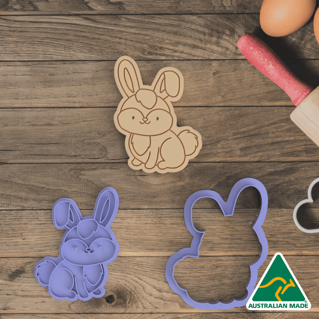 Australian Cookie Cutters Cookie Cutters Bunny Cookie Cutter and Embosser Stamp