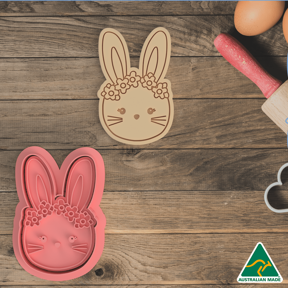 Bunny with Flowers Cookie Cutter and Embosser Stamp