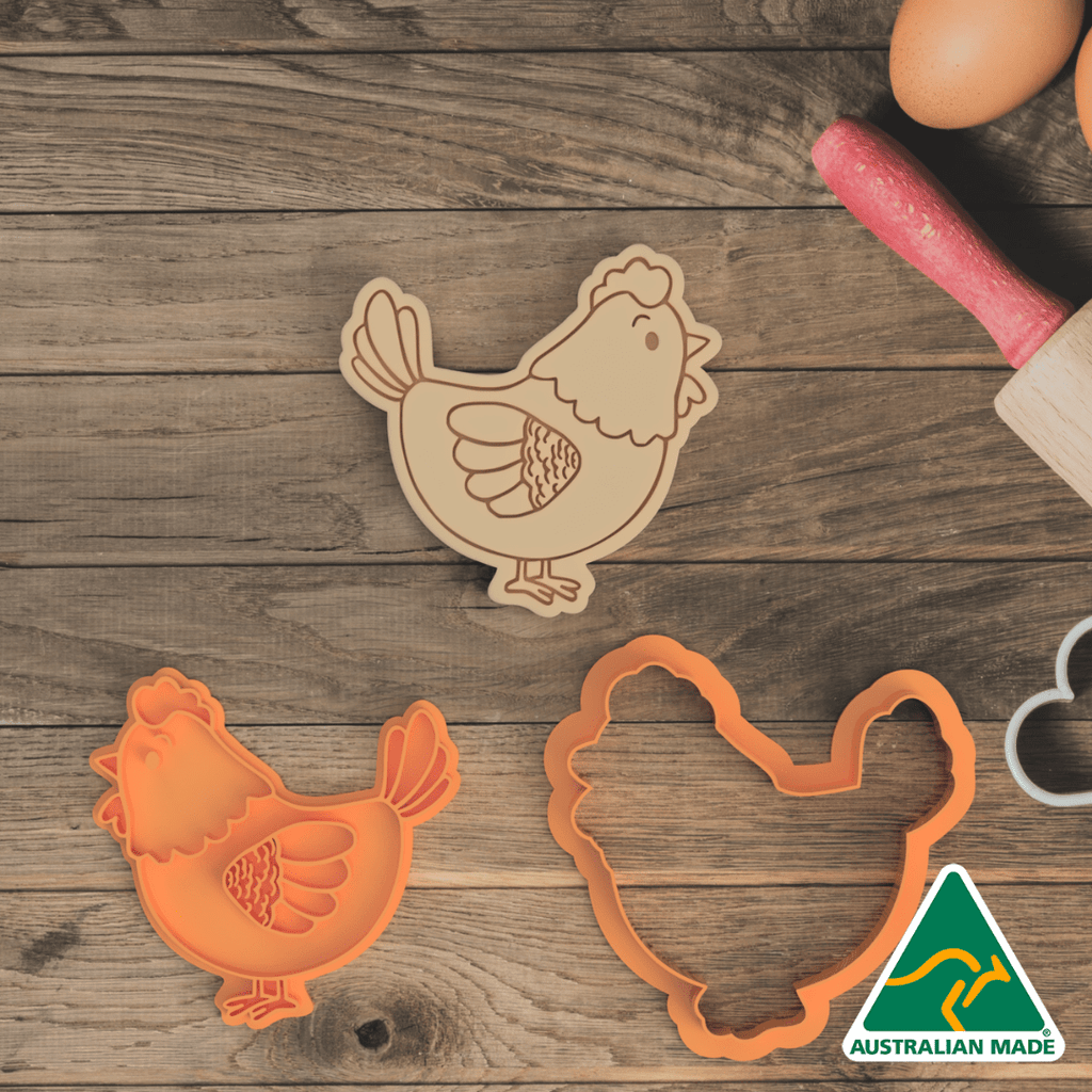 Australian Cookie Cutters Cookie Cutters Chicken Cookie Cutter and Embosser Stamp