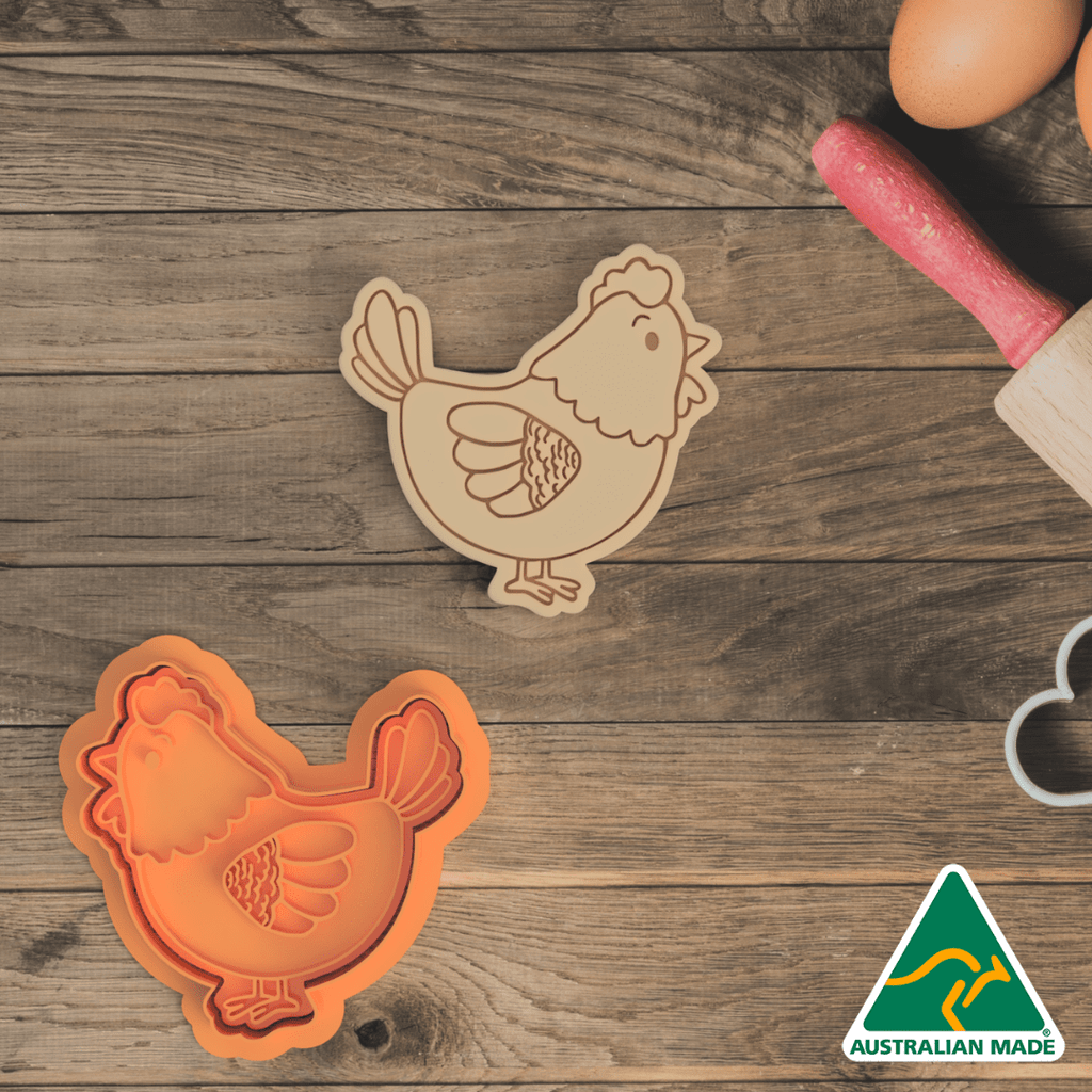 Australian Cookie Cutters Cookie Cutters Chicken Cookie Cutter and Embosser Stamp