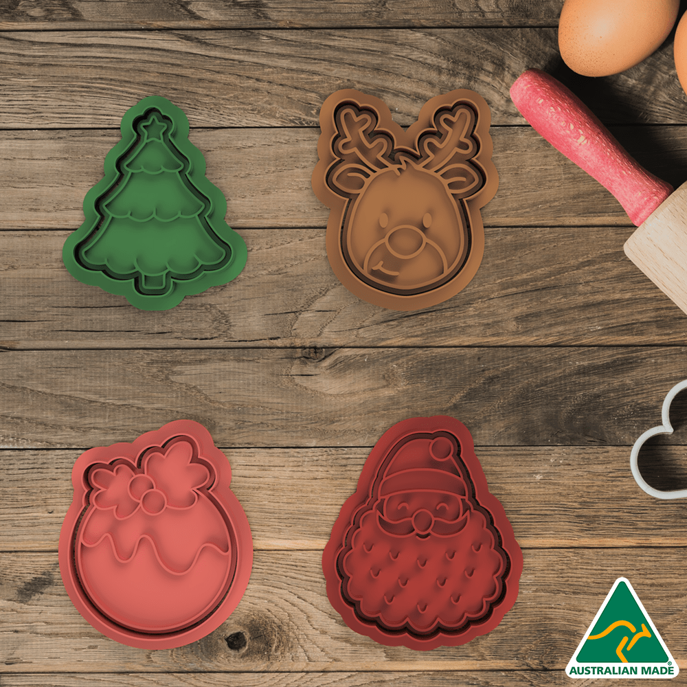 Australian Cookie Cutters Cookie Cutters Christmas Collection Set of 4 Cookie Cutter and Embosser Stamp