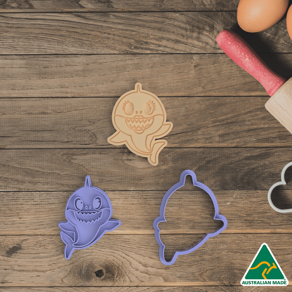 Australian Cookie Cutters Cookie Cutters Daddy Shark Shark Cookie Cutter and Embosser Stamp