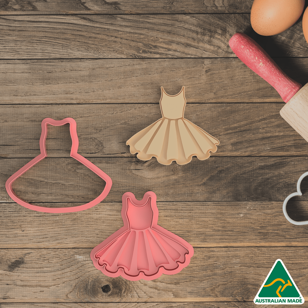 Australian Cookie Cutters Cookie Cutters Dress Cookie Cutter and Embosser Stamp
