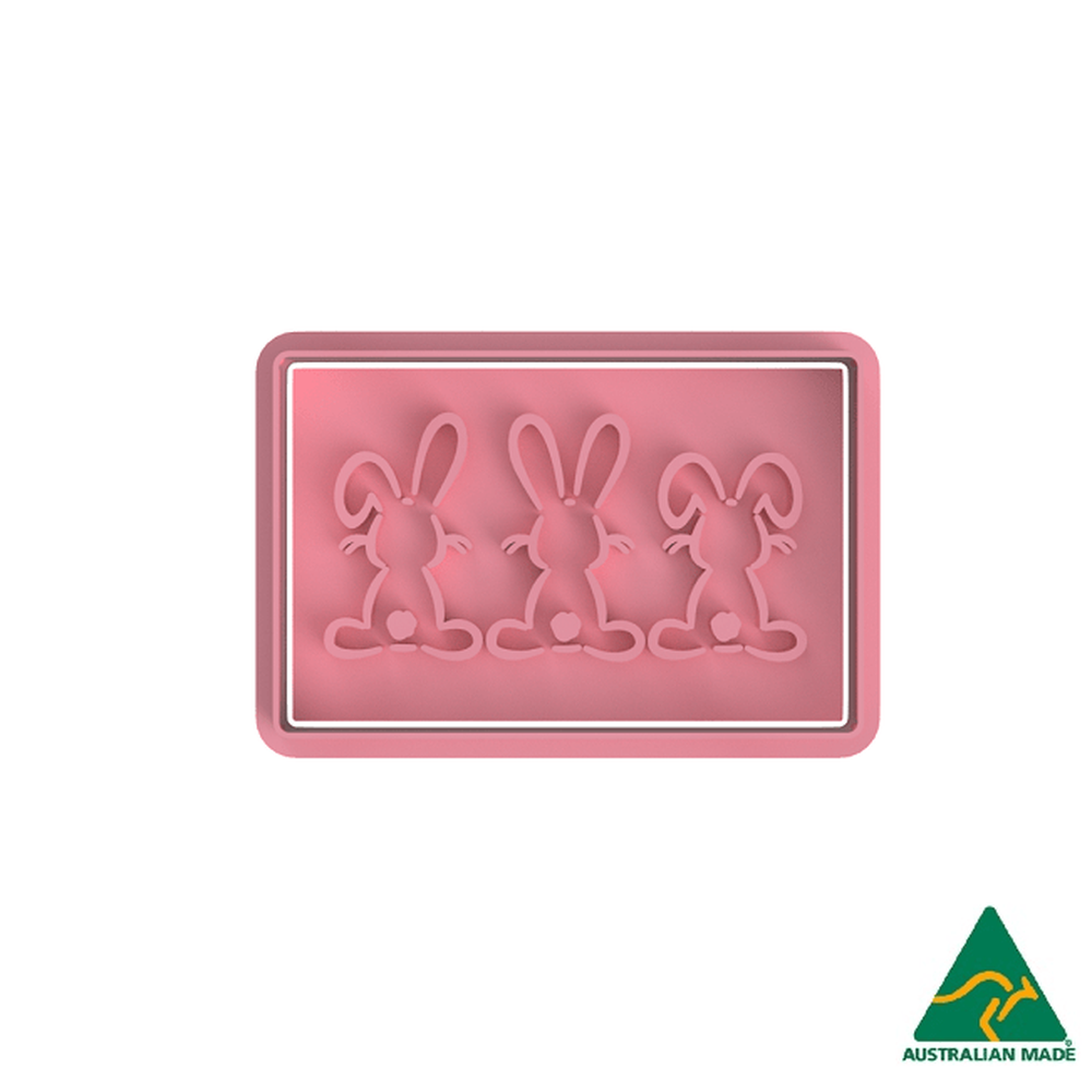Australian Cookie Cutters Cookie Cutters Easter- 3 Bunnies Cookie Cutter and Embosser Stamp