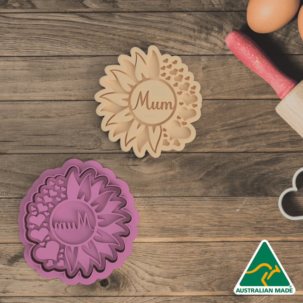 Australian Cookie Cutters Cookie Cutters Floral Mum Cookie Cutter and Embosser Stamp