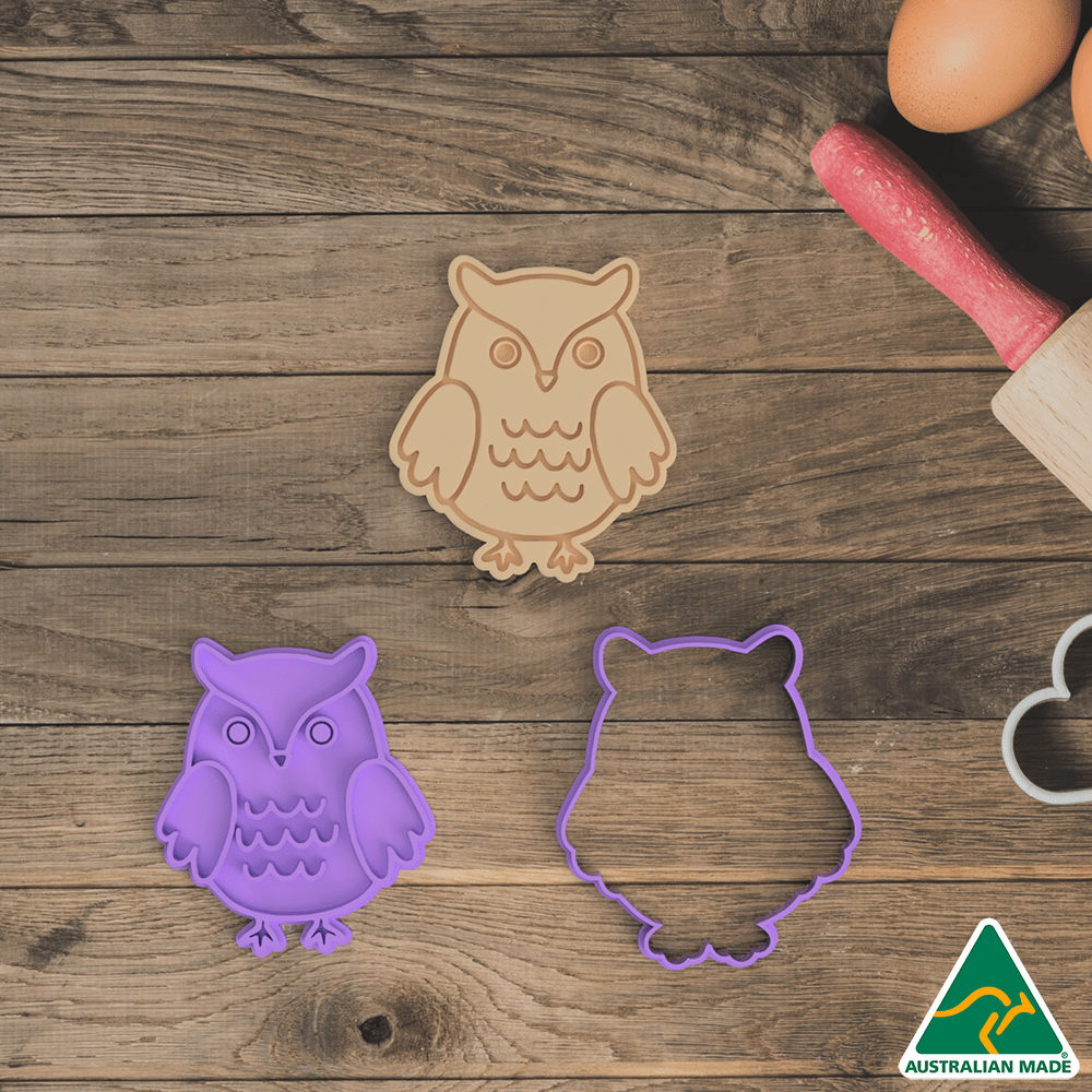 Australian Cookie Cutters Cookie Cutters Forest Animals- Owl Cookie Cutter And Embosser Stamp