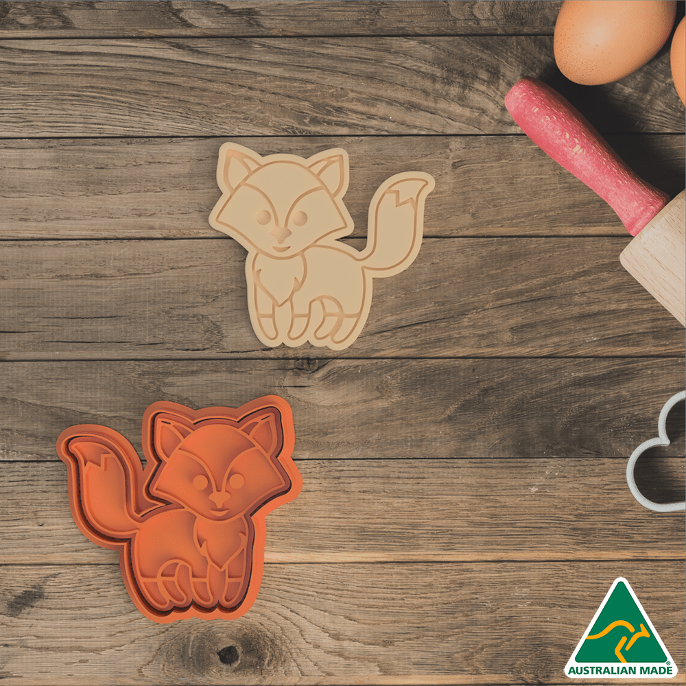 Australian Cookie Cutters Cookie Cutters Jungle Animals- Fox Cookie Cutter And Embosser Stamp