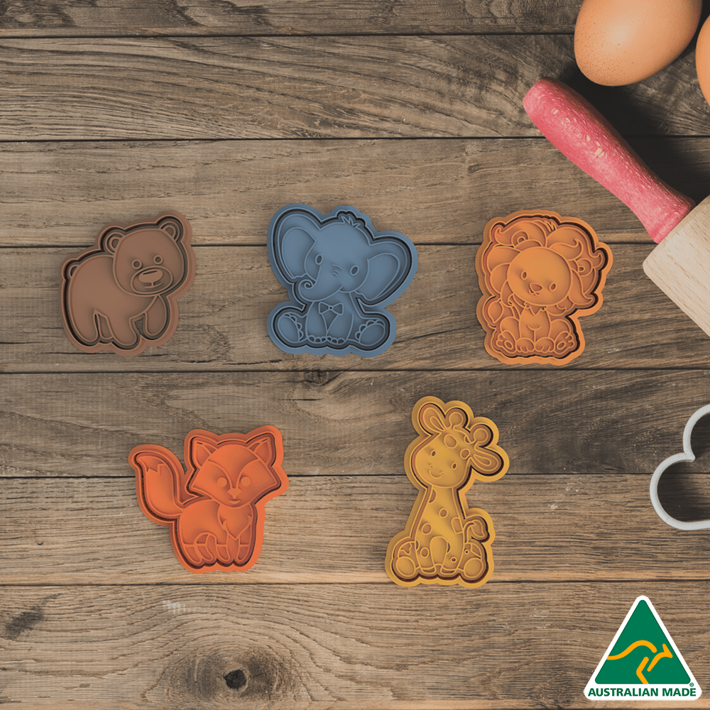 Australian Cookie Cutters Cookie Cutters Jungle Animals- Set of 5 Cookie Cutter And Embosser Stamp