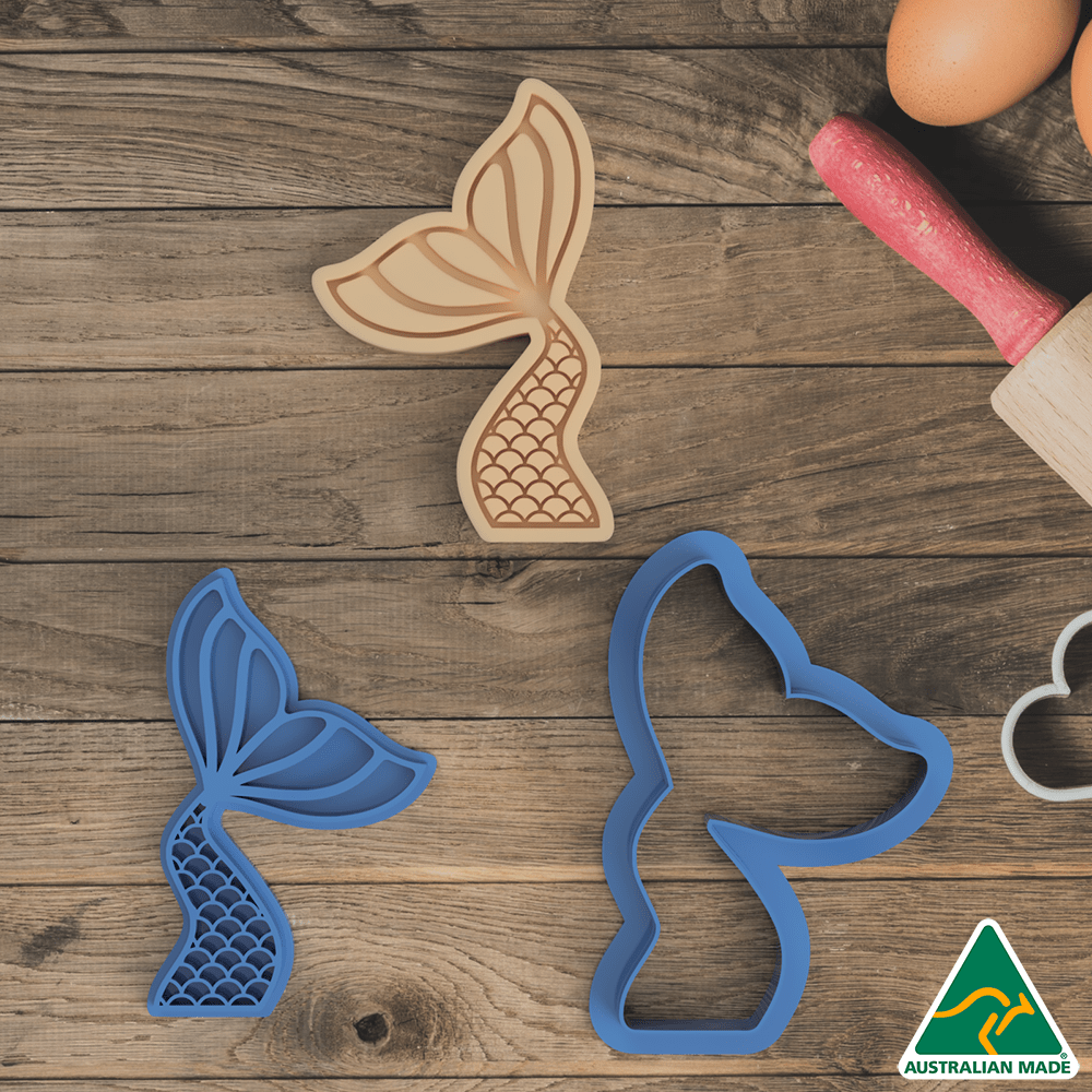 Australian Cookie Cutters Cookie Cutters Mermaid Tail V2 Cookie Cutter and Embosser Stamp