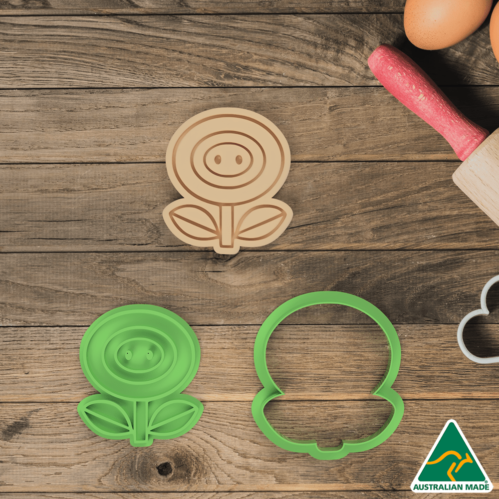 Australian Cookie Cutters Cookie Cutters Super Mario-Flower Cookie Cutter and Embosser Stamp