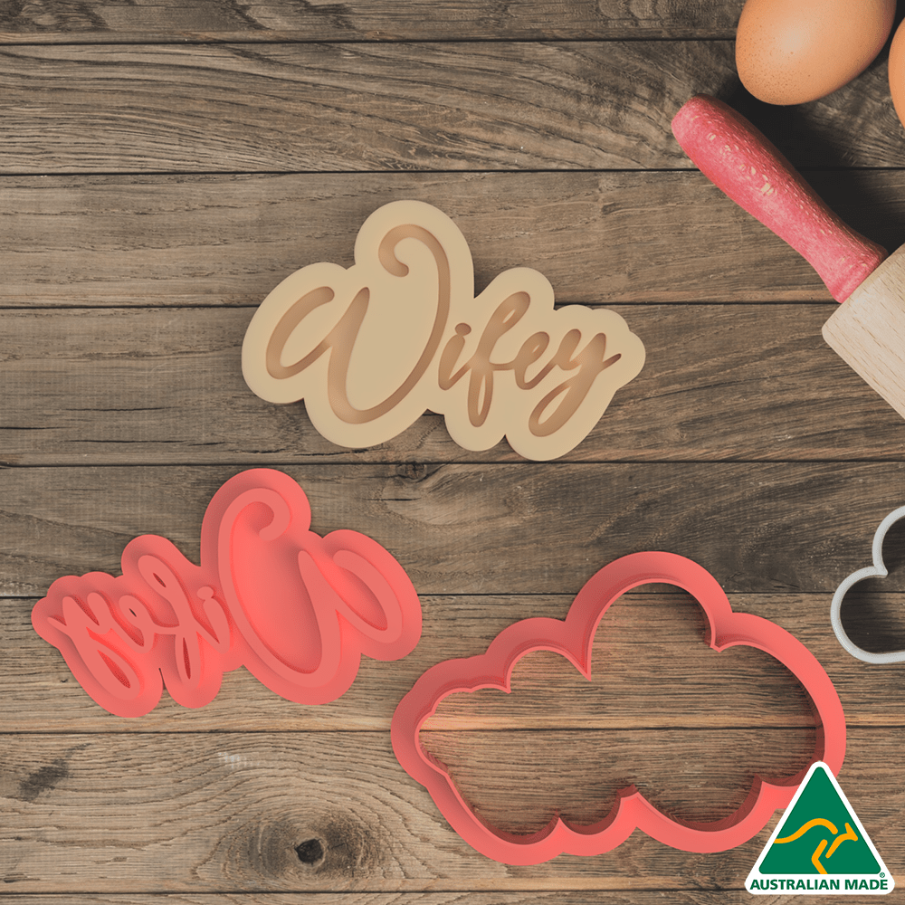 Australian Cookie Cutters Cookie Cutters Wifey Cookie Cutter and Embosser Stamp