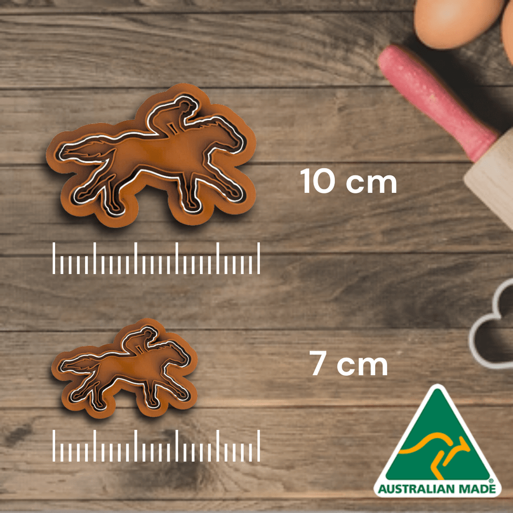 Australian Cookie Cutters Cookie Cutters 10cm Racing Horse Cookie Cutter And Embosser Stamp