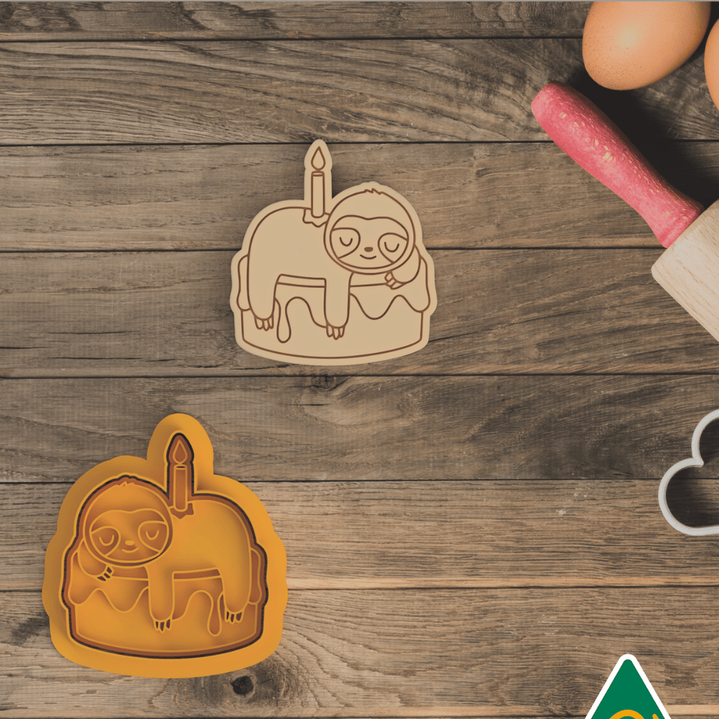 Cake Sloth Cookie Cutter and Embosser Stamp