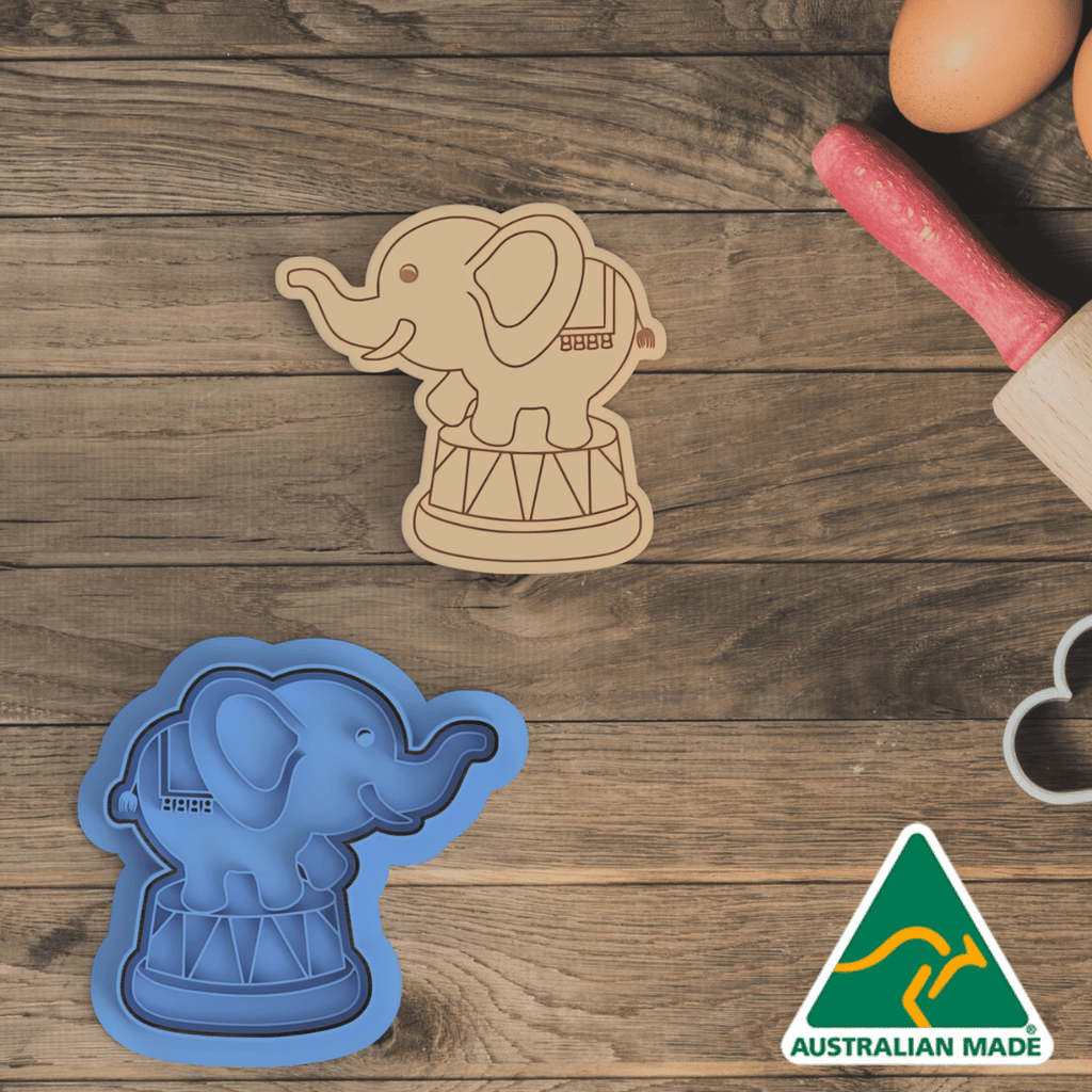 Australian Cookie Cutters Cookie Cutters Circus Set - Elephant Cookie Cutter and Embosser Stamp