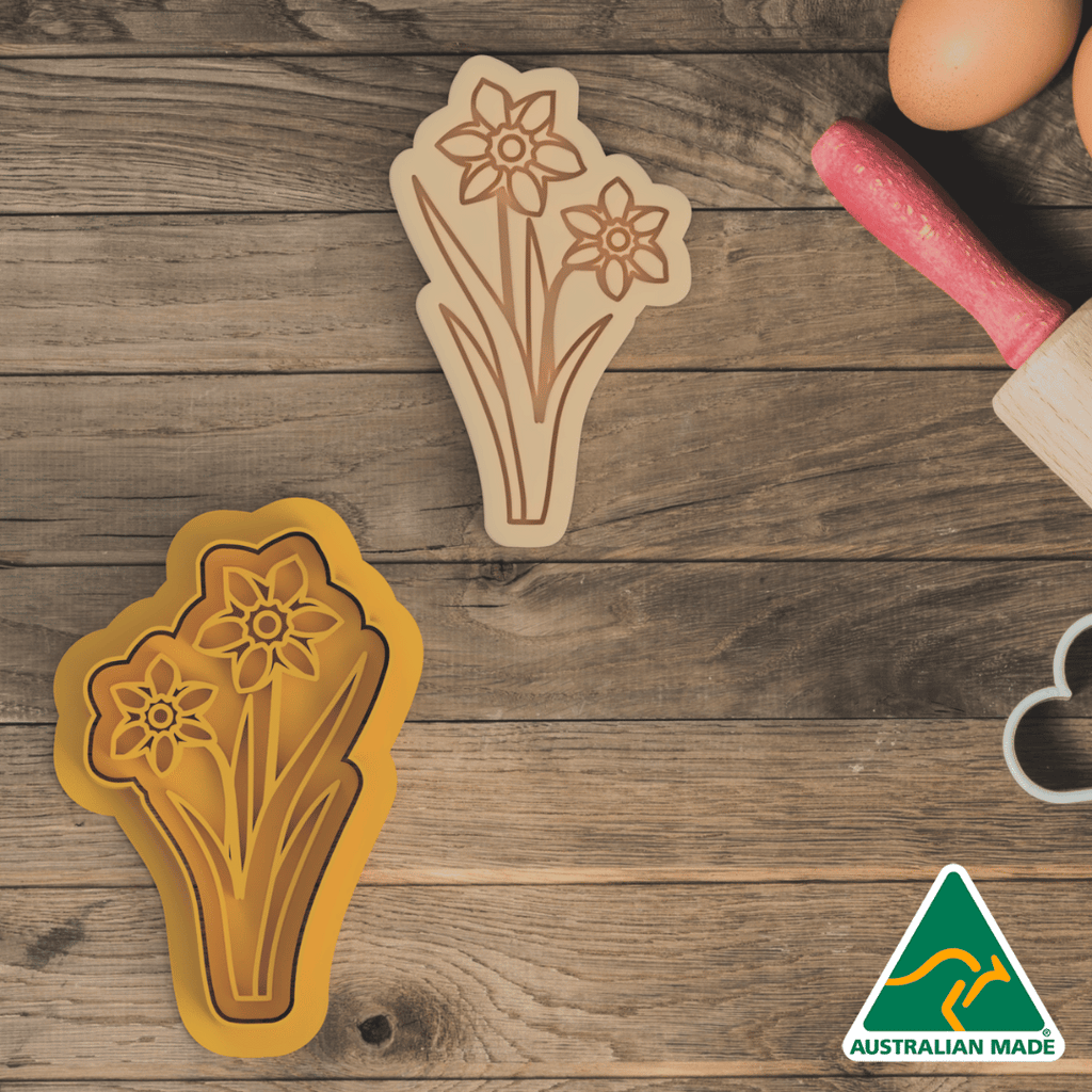 Australian Cookie Cutters Cookie Cutters Daffodil Cookie Cutter and Embosser Stamp