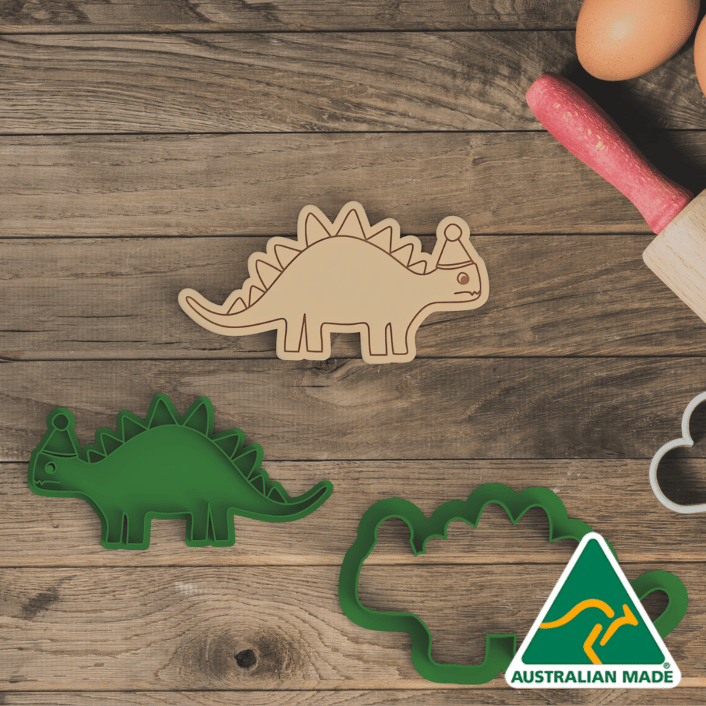 Australian Cookie Cutters Cookie Cutters Dinosaur with Hat V2  Cookie Cutter and Embosser Stamp