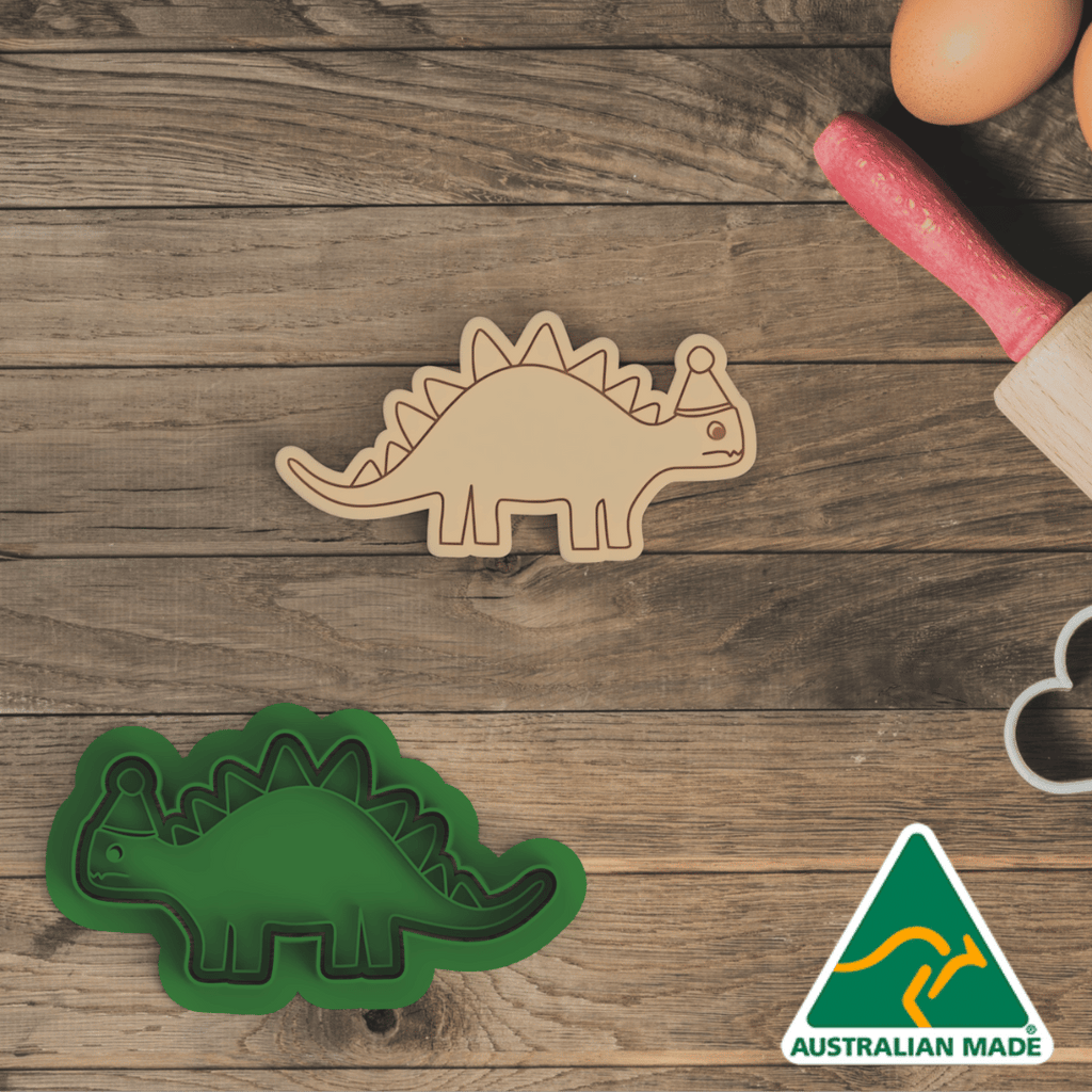 Australian Cookie Cutters Cookie Cutters Dinosaur with Hat V2  Cookie Cutter and Embosser Stamp