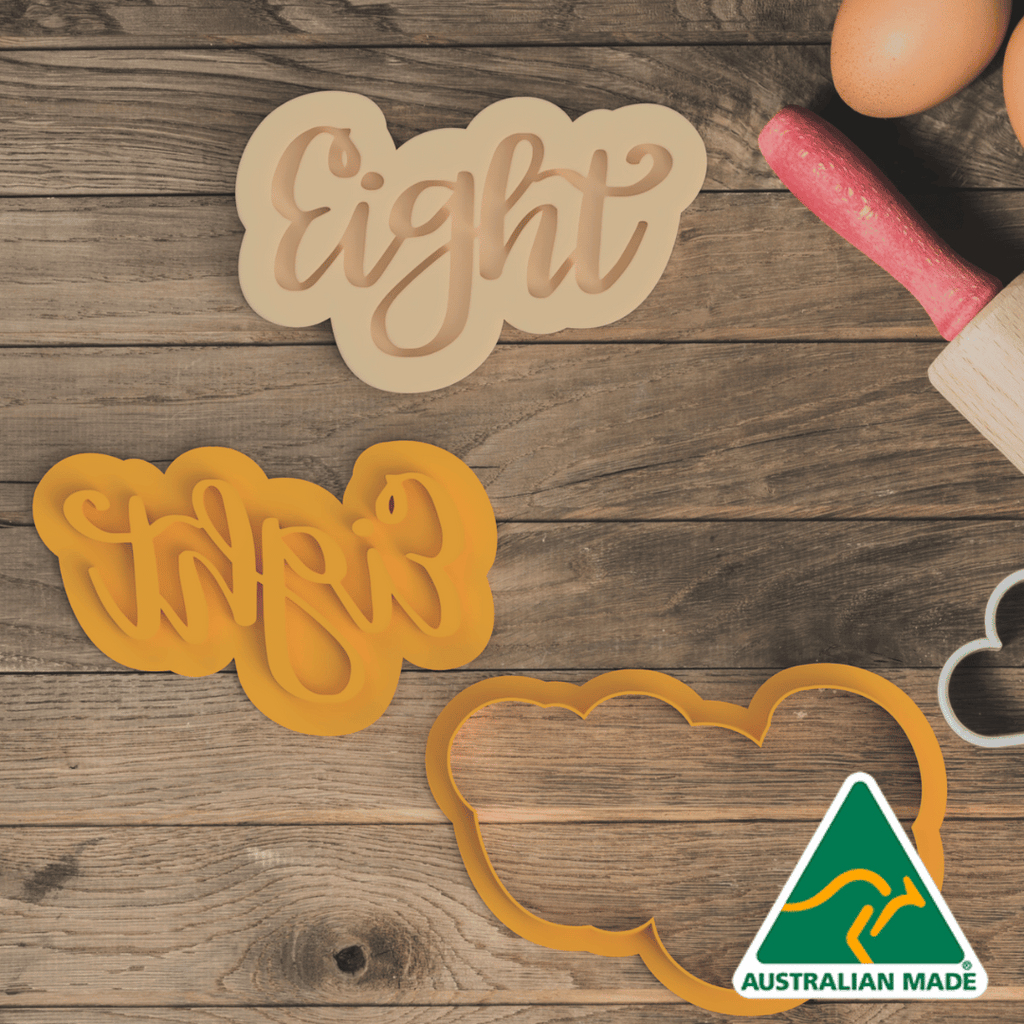 Australian Cookie Cutters Cookie Cutters Eight (Written) Cookie Cutter and Embosser Stamp