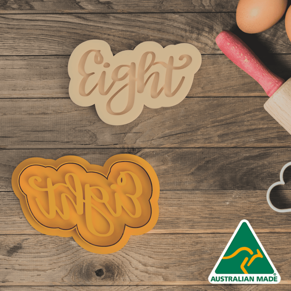 Australian Cookie Cutters Cookie Cutters Eight (Written) Cookie Cutter and Embosser Stamp