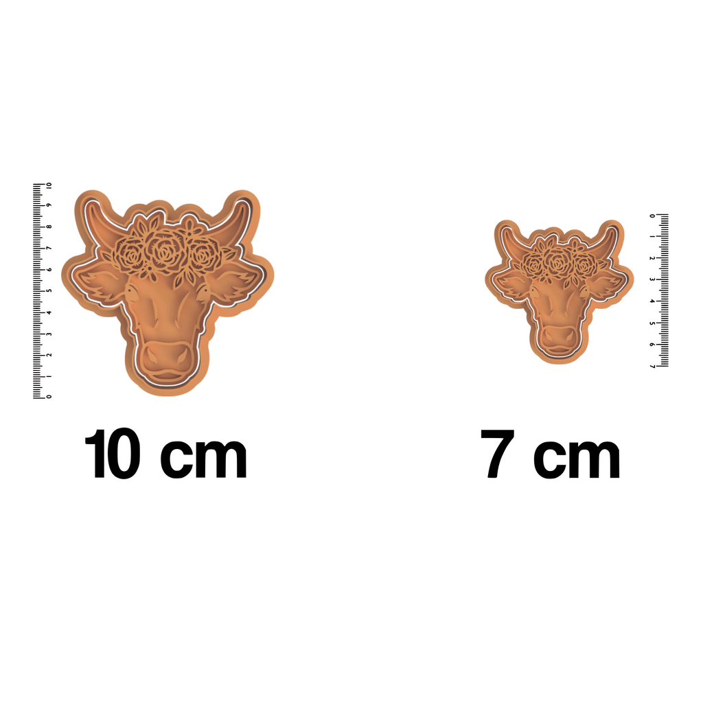 Flower Bull Cookie Cutter and Embosser Stamp