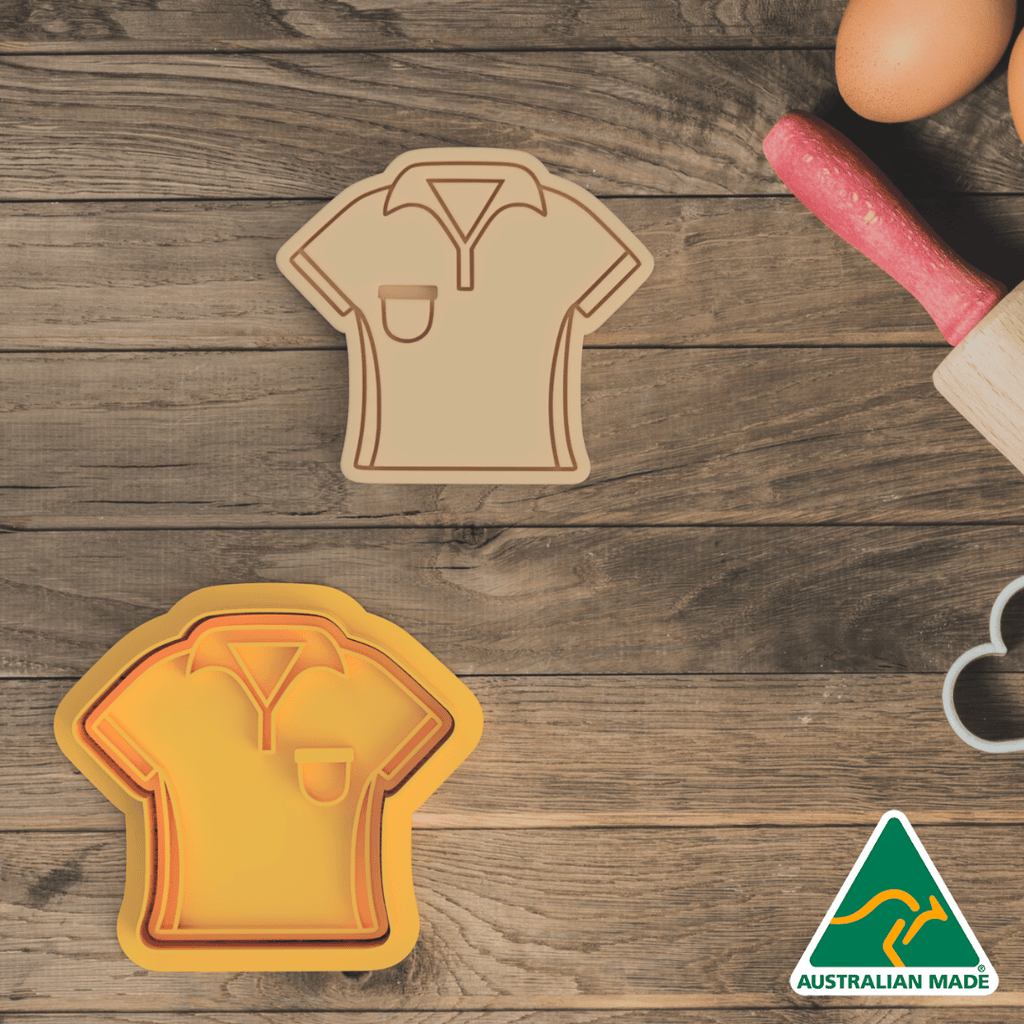Australian Cookie Cutters Cookie Cutters Golf Shirt Cookie Cutter and Embosser Stamp
