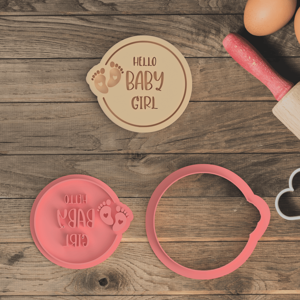 Australian Cookie Cutters Cookie Cutters Hello Baby Girl Cookie Cutter and Embosser Stamp