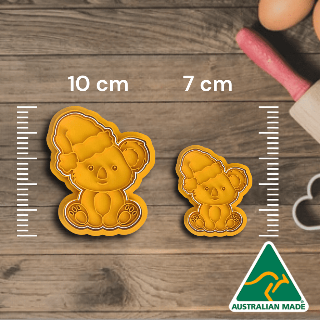Australian Cookie Cutters Cookie Cutters Koala with Santa Hat Cookie Cutter And Embosser Stamp