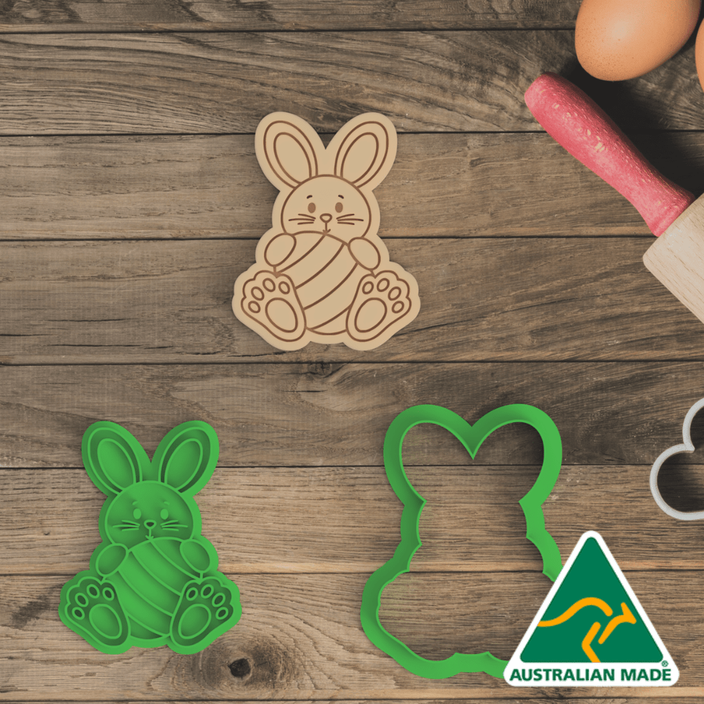 Australian Cookie Cutters Cookie Cutters Mega Easter - Bunny V14 1 Cookie Cutter And Embosser Stamp