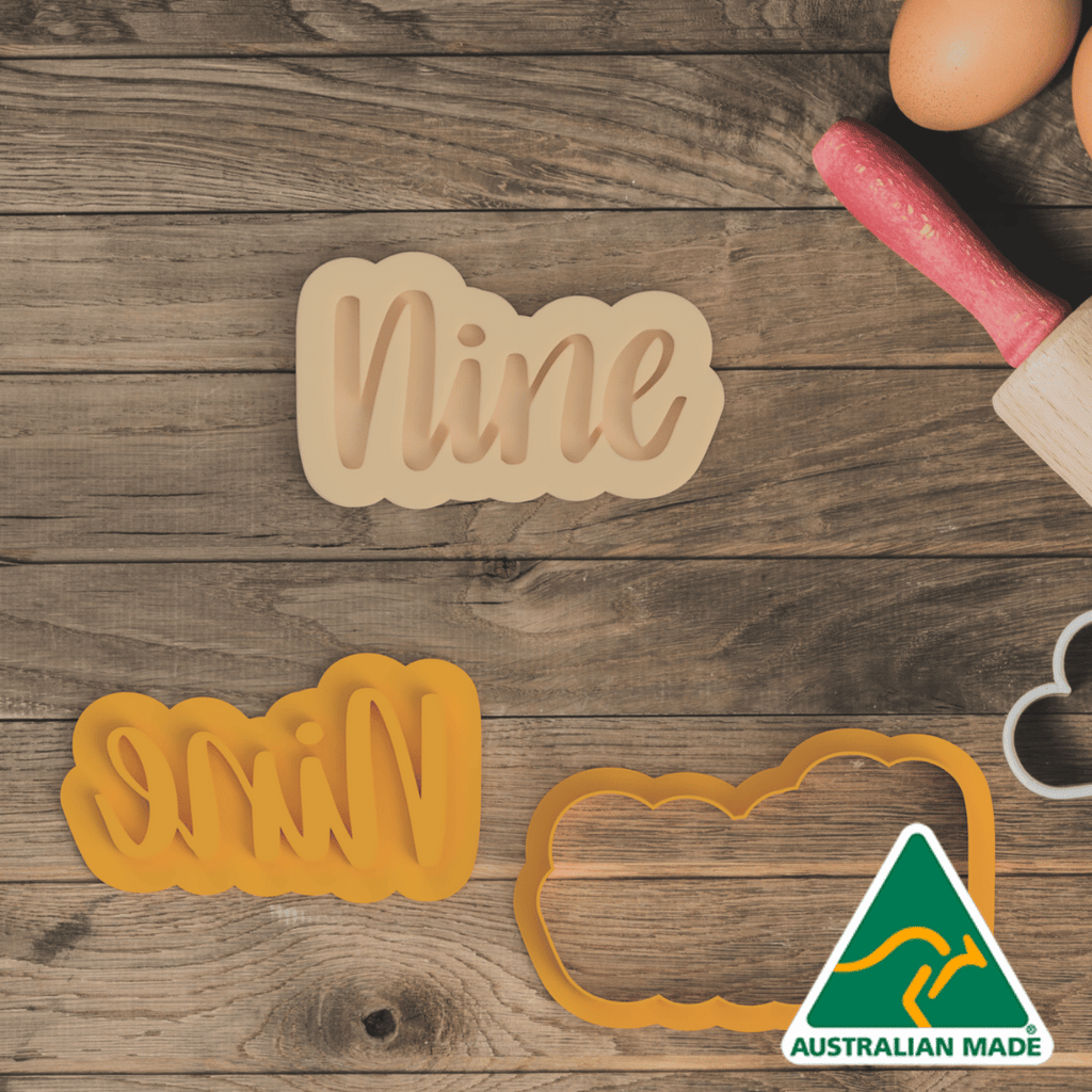 Australian Cookie Cutters Cookie Cutters Nine (Written) Cookie Cutter and Embosser Stamp